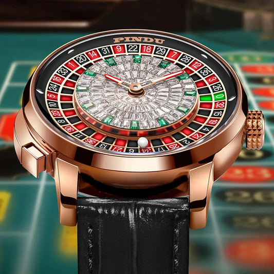 Design New NH35A Mechanical Watches Men Push Button Turn Russian Roulette Game Sapphire Mirror Diamond Dial Men'S Watch